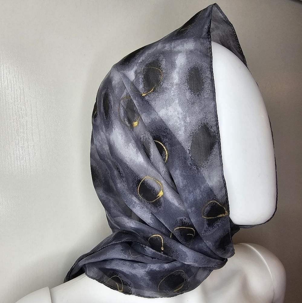 Vintage Charcoal Polyester Rectangular Scarf With… - image 7